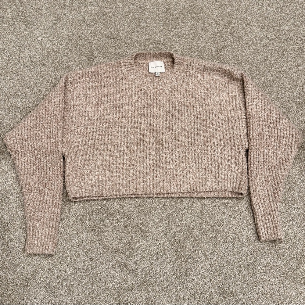Soft and Cozy Brown Cropped Knit Sweater